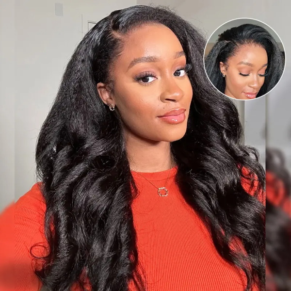 BGMgirl Kinky Straight 3 In 1 Half Wig Human Hair Glueless Wig