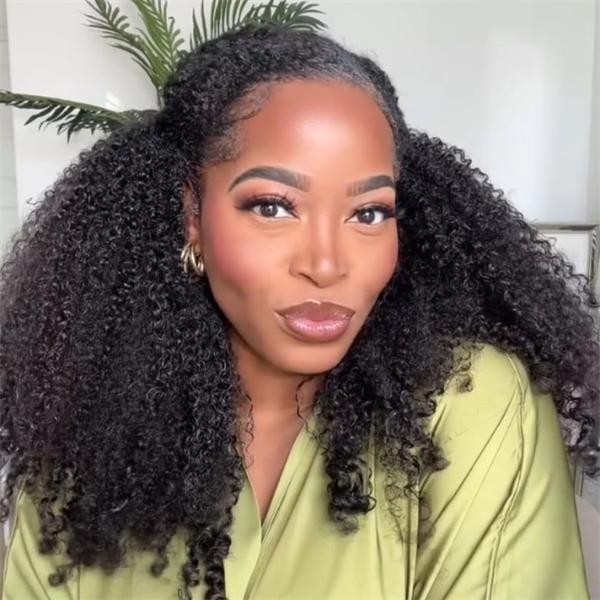 afro curly human hair half wigs