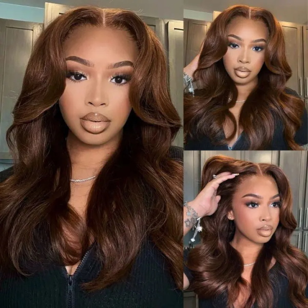 body wave layered chocolate brown wigs