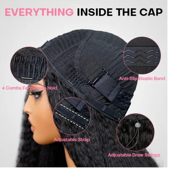 drawstring half wig