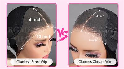 glueless frontal wig vs glueless closure wig