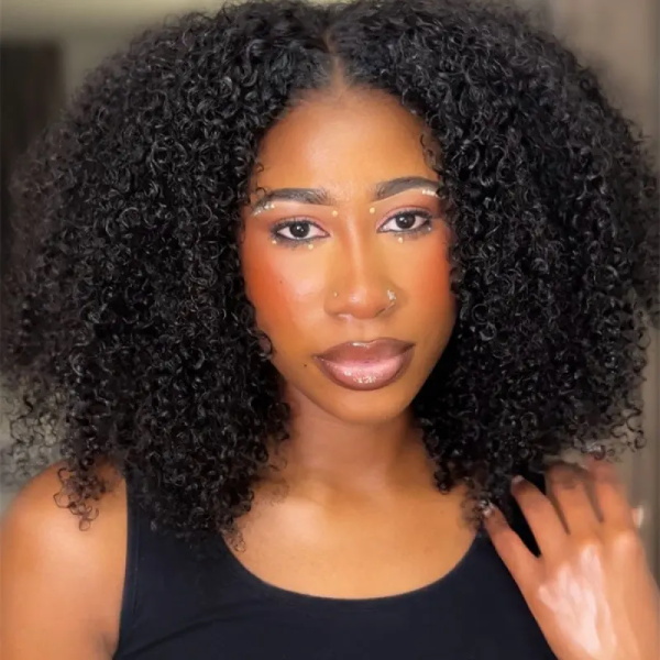 kinky curly human hair half wigs