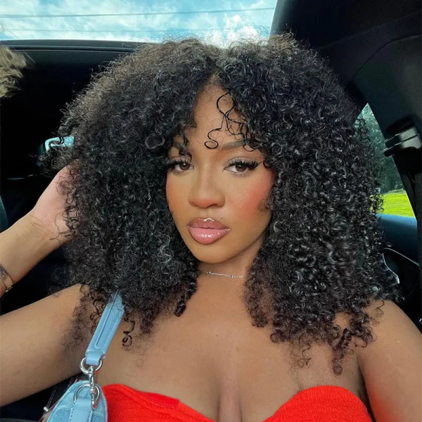kinky curly v part wig