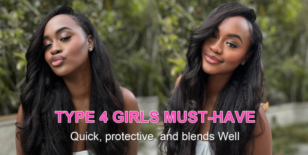 kinky straight half wig