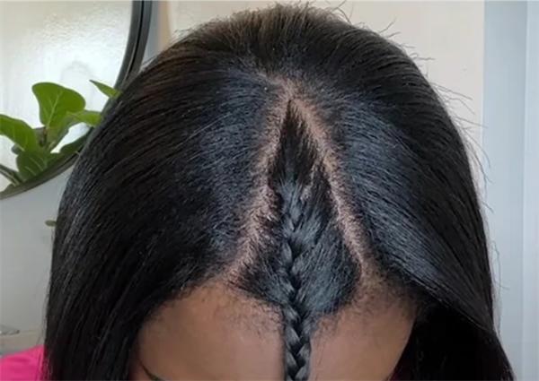 leave out hair for v part wig wear