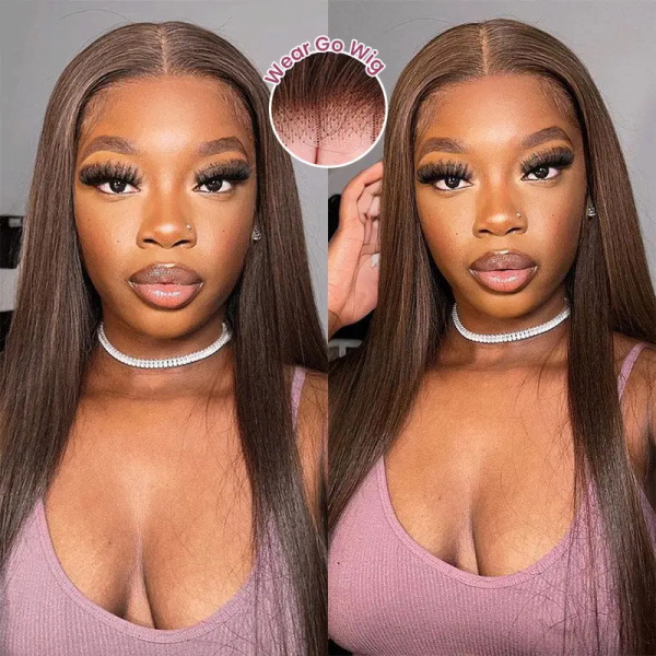 straight layered chocolate brown wig