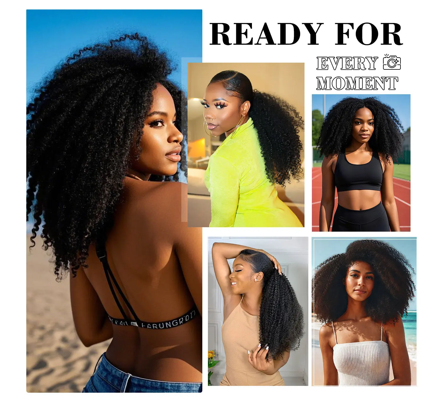 3 in 1 half afro curly wig