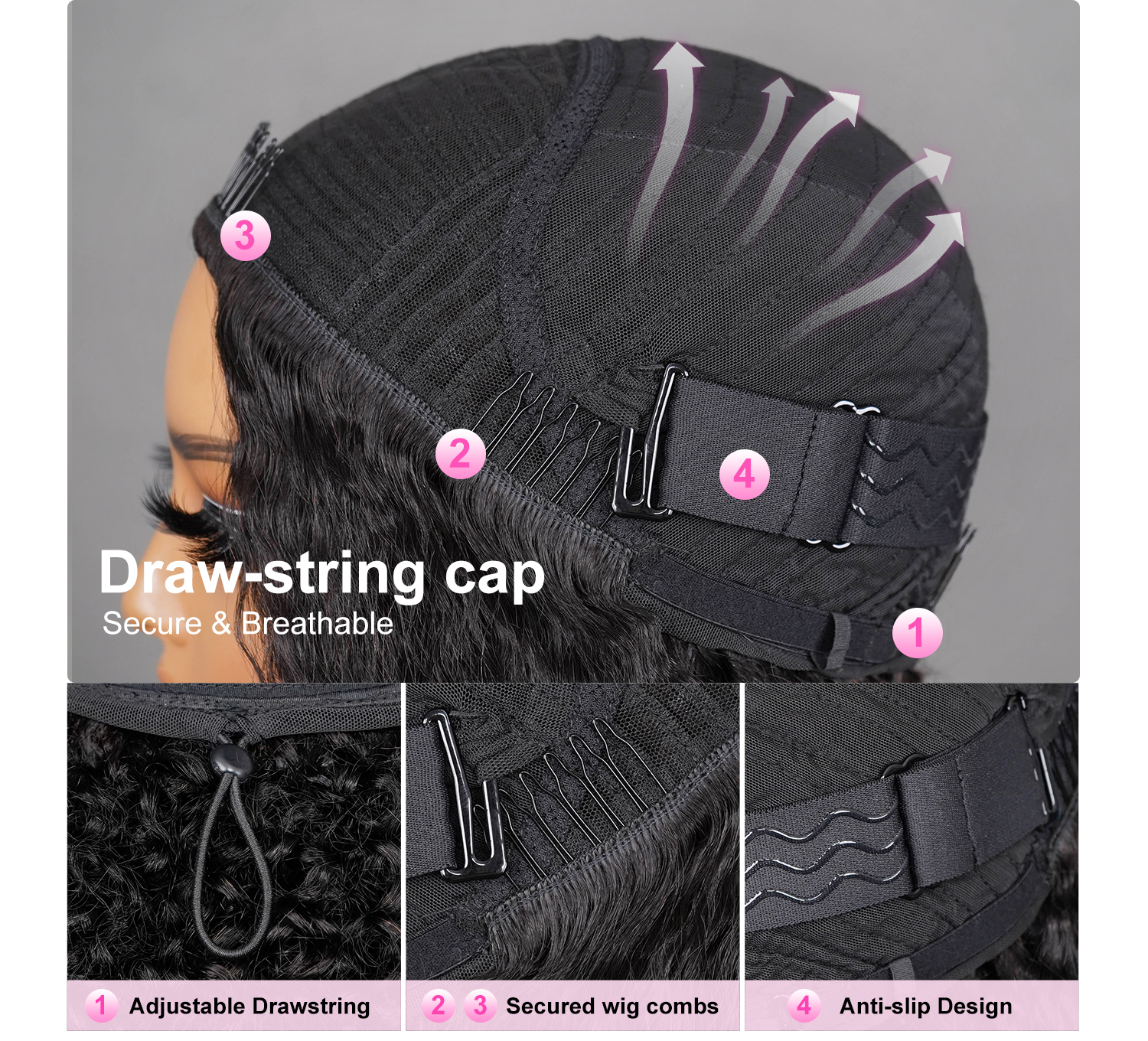 3 in 1 half kinky straight wig