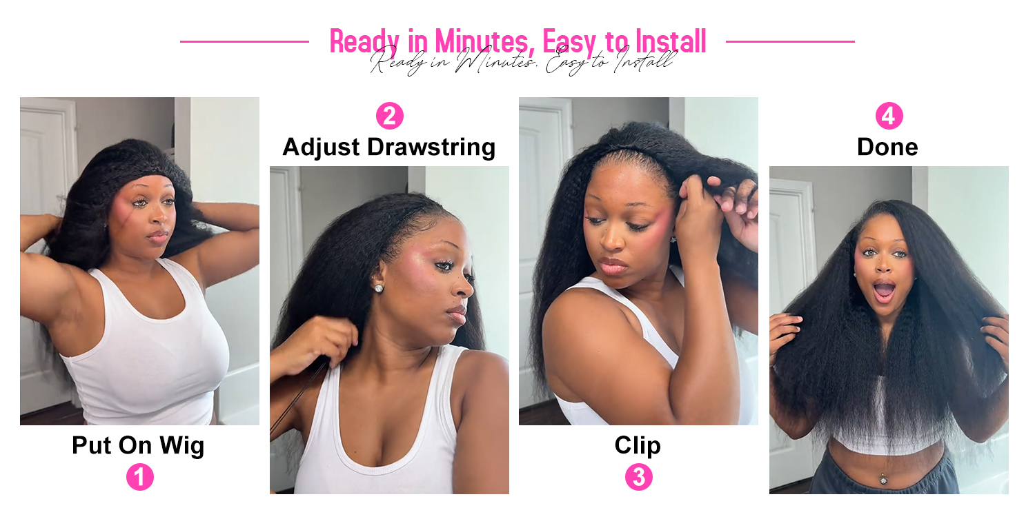 3 in 1 half kinky straight wig
